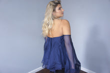 Milly blue long sleeve off shoulder top