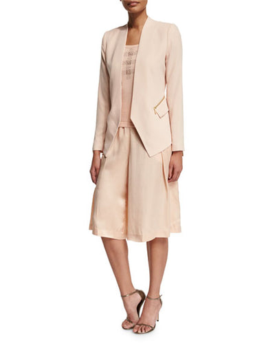 Magaschoni Silk Pleated Long Skort in Blush
