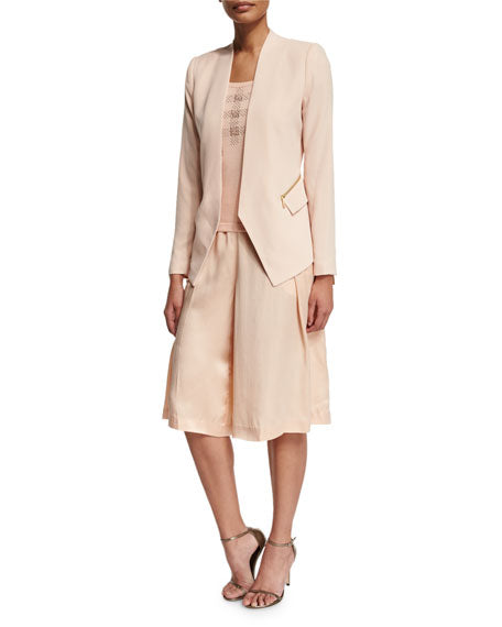 Magaschoni Silk Pleated Long Skort in Blush