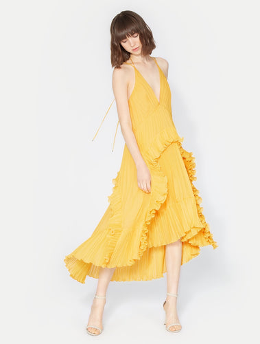 Halston Heritage HALTER PLEATED DRESS