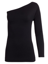 Helmut Lang One-Shoulder Long Sleeve Seamless Top