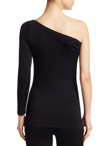 Helmut Lang One-Shoulder Long Sleeve Seamless Top