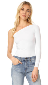 Helmut Lang One-Shoulder Long Sleeve Seamless Top