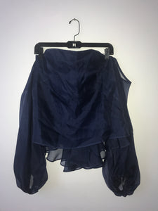 Milly blue long sleeve off shoulder top