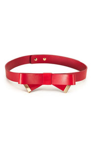 Prabal Gurung Vermillion Leather Bow Belt in red